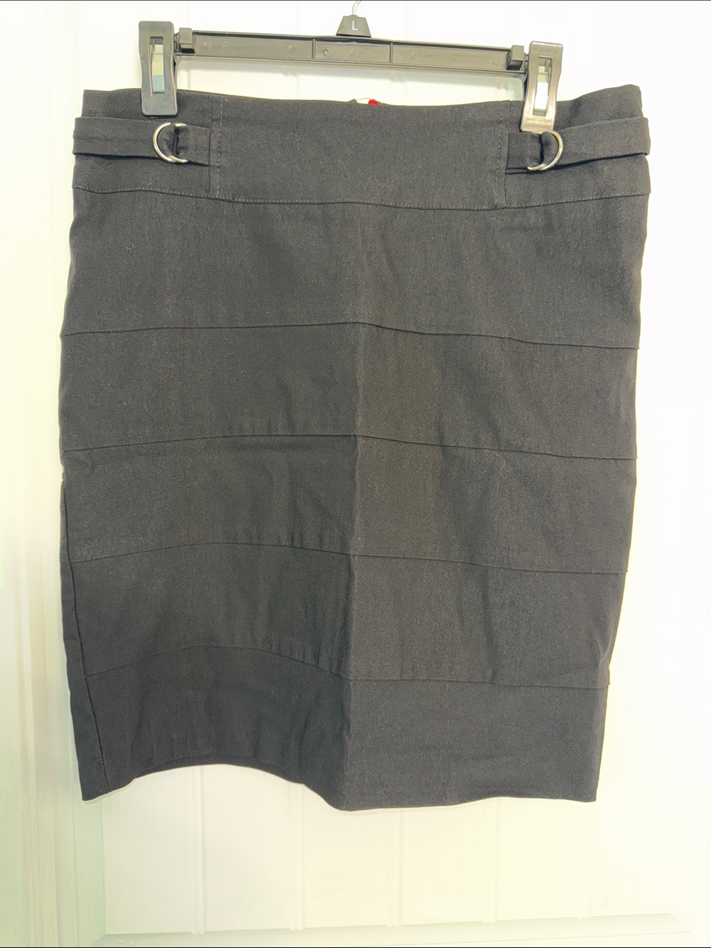 NWOT Black High-Waist Pencil Skirt with Buckle Detail